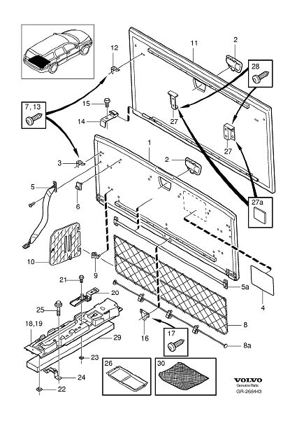 Diagram Cargo area trim for your 2000 Volvo V70   