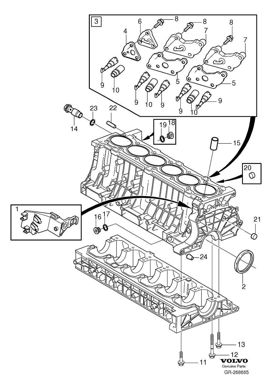 Diagram Cylinder block, engine block for your 2009 Volvo XC60   