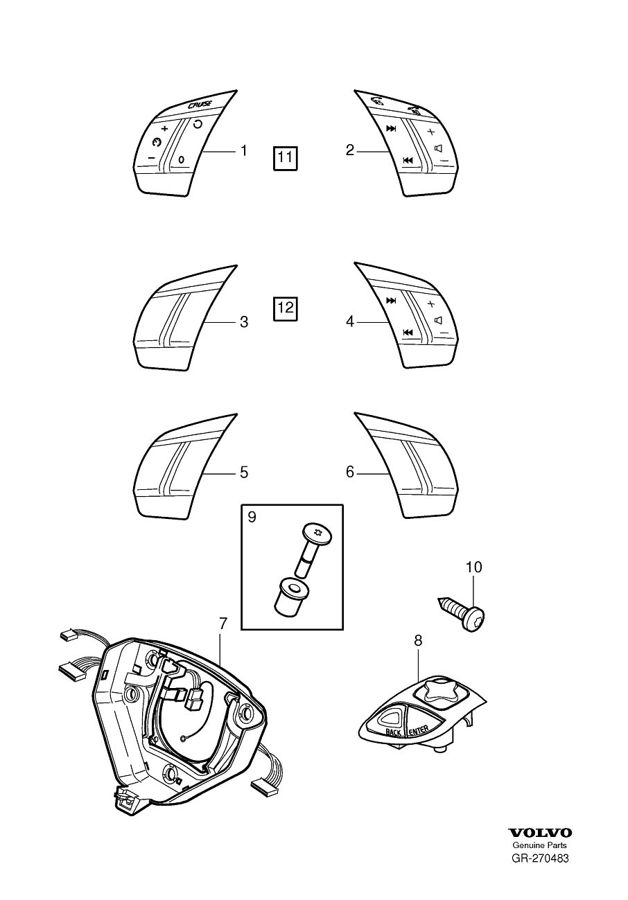 Diagram Switch in steering wheel for your 2006 Volvo S60   