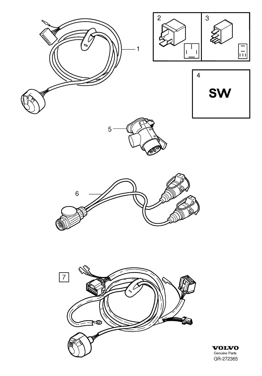 Diagram Cable harness towbar for your 2005 Volvo V70   