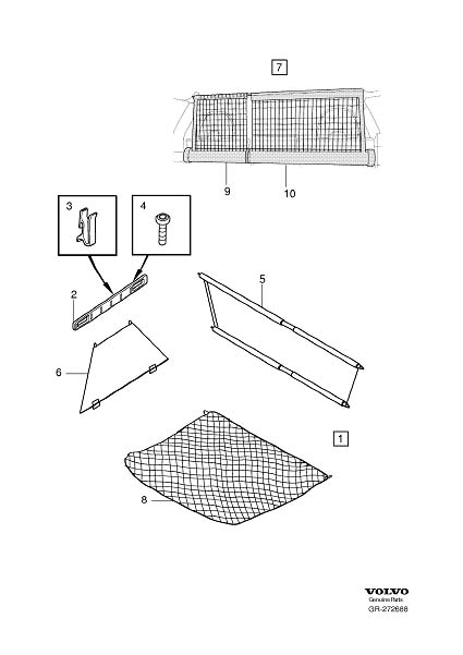 Diagram Luggage net for your 1998 Volvo V70   