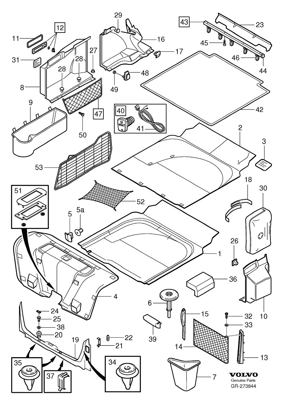 Diagram Interior trim luggage compartment for your 2002 Volvo S40   
