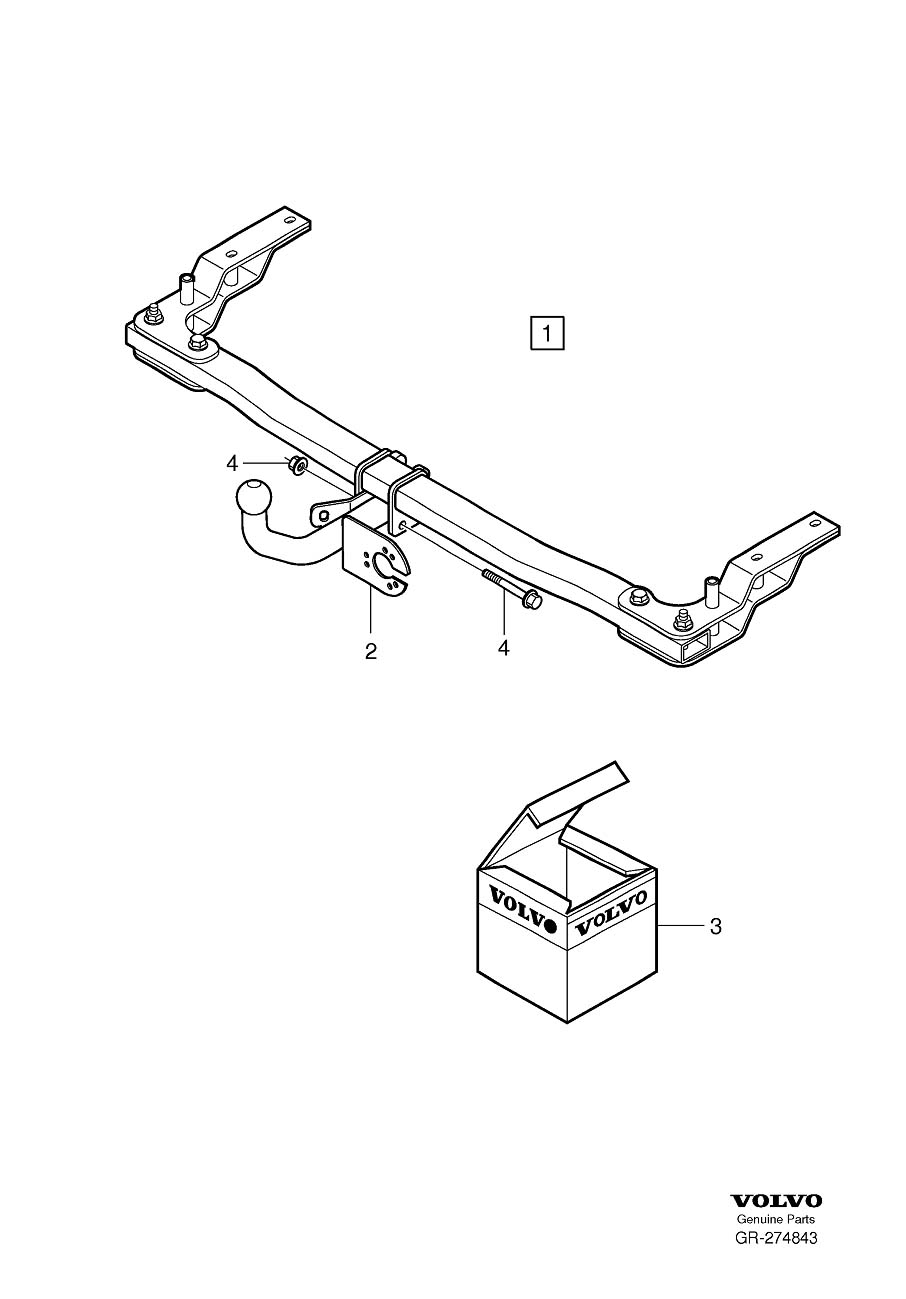 Diagram Towing hitch for your 2003 Volvo V70   