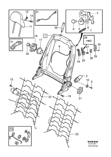 Diagram Backrest frame, backrest, manually operated for your Volvo