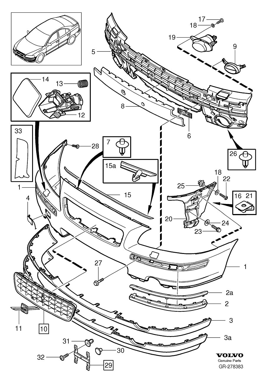 Diagram Front bumper for your 2001 Volvo C70   