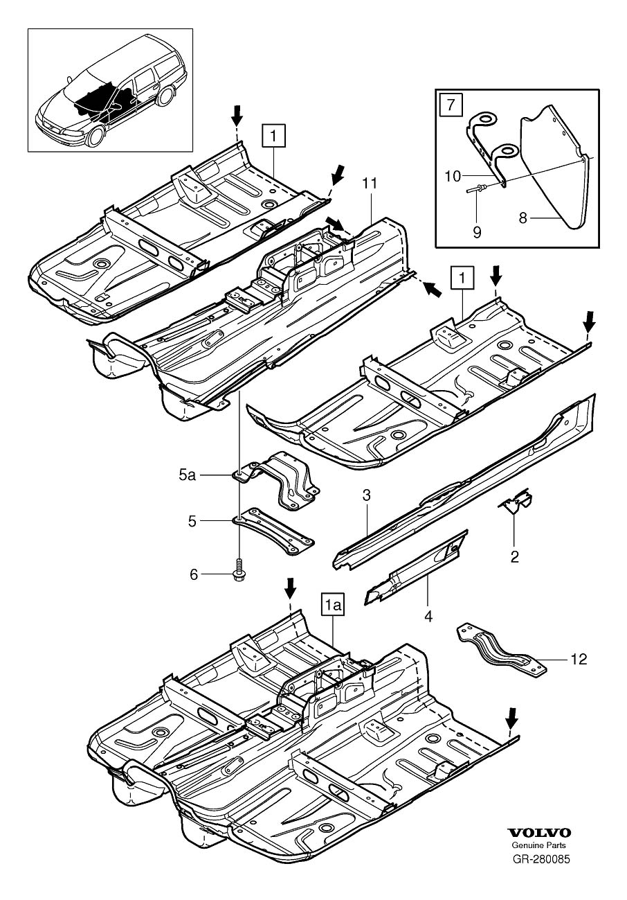 Diagram Front floor section for your 2005 Volvo V70   