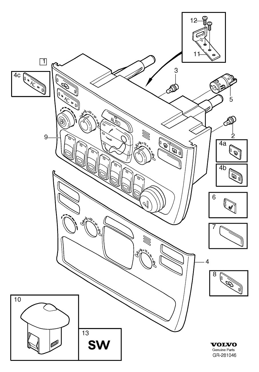 Diagram Heater controls for your 2009 Volvo XC60   