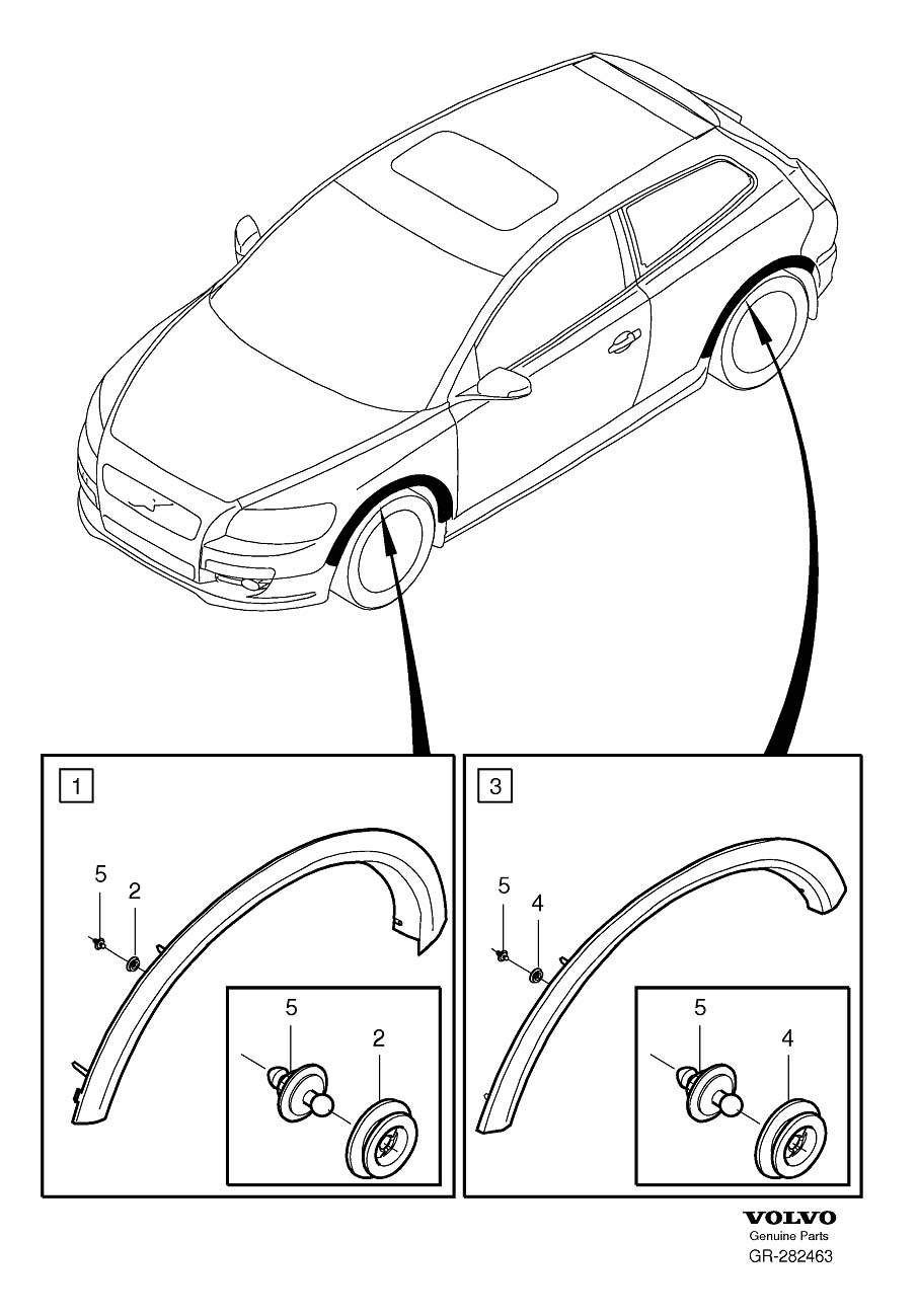 Diagram Fender flare, mudguard widener for your 2000 Volvo V70   