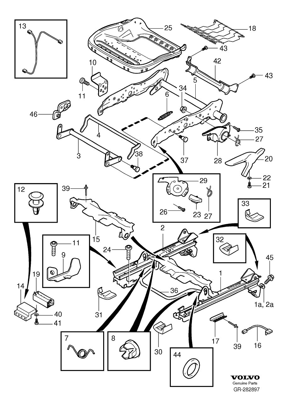 Diagram Subframe for seat, manual adjustment for your Volvo
