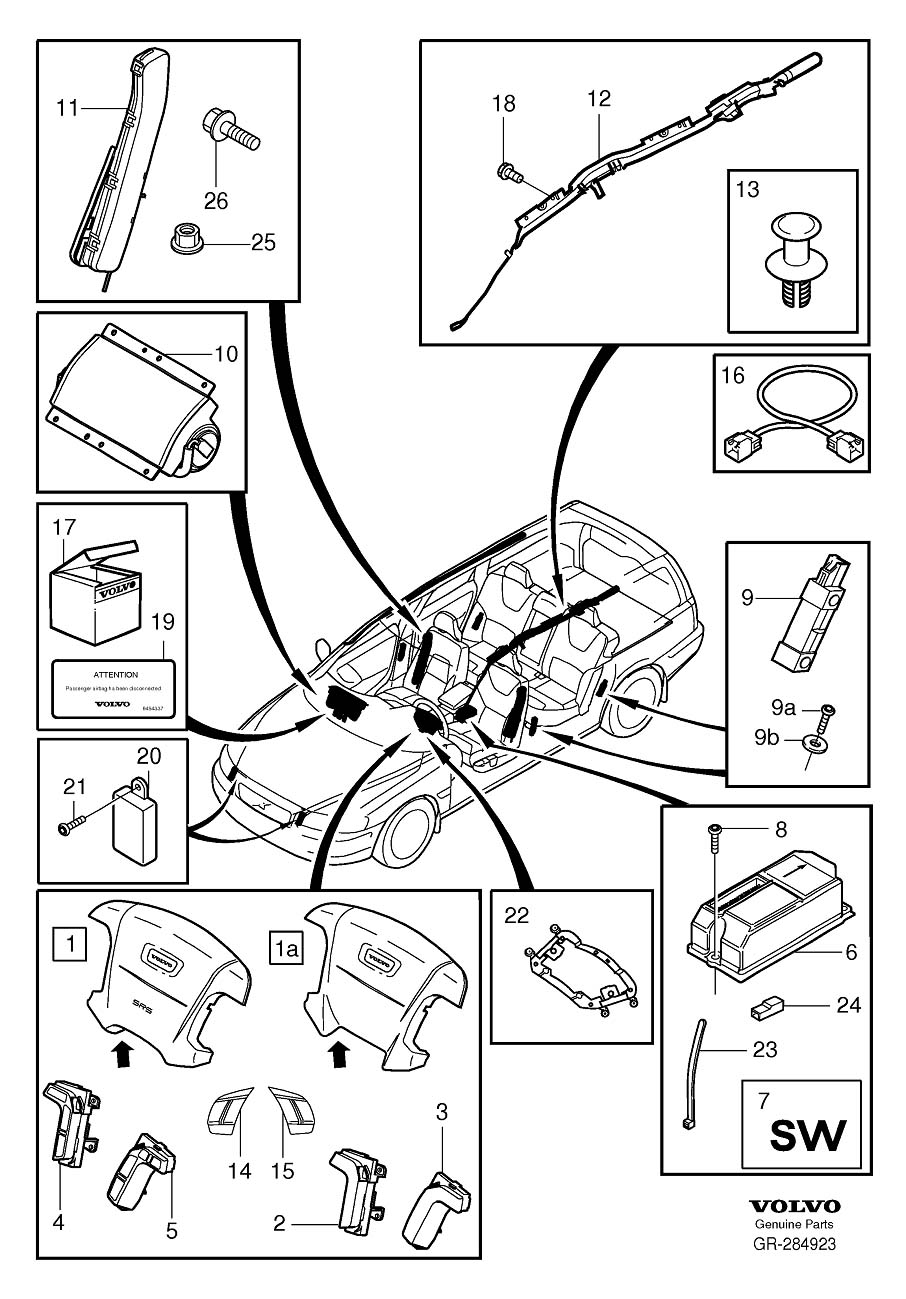 Diagram Airbag for your Volvo V70  