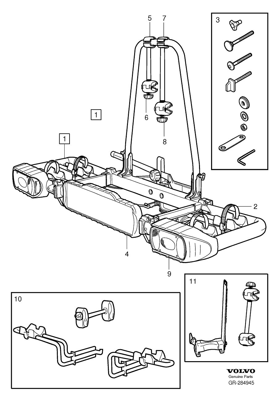 Diagram Bicycle holder for your Volvo S40  