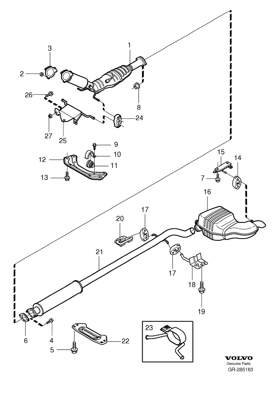 Diagram Exhaust system for your 2008 Volvo V70   