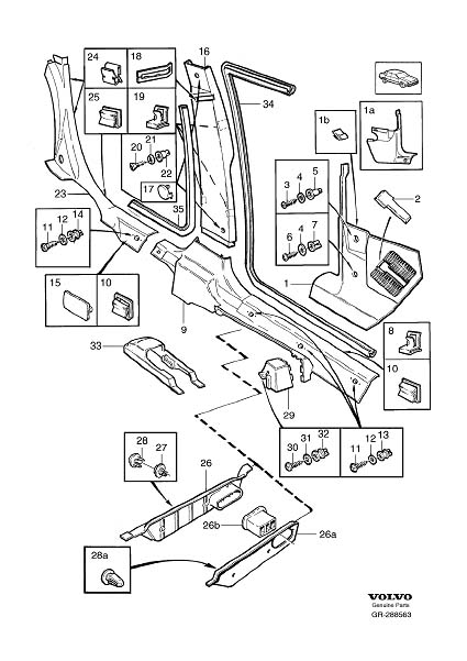 Diagram Interior components, floor section., interior parts, floor section. for your 2023 Volvo V60 Cross Country   