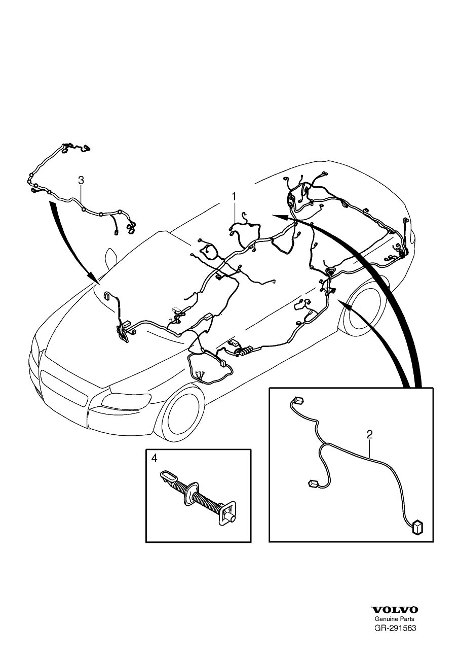 Diagram Cable harness floor section for your Volvo C70  