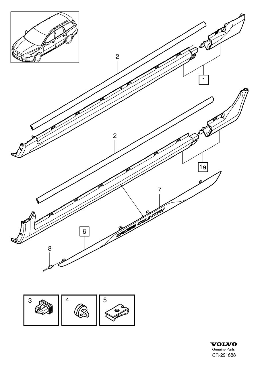 Diagram Bottom rail for your Volvo V70  