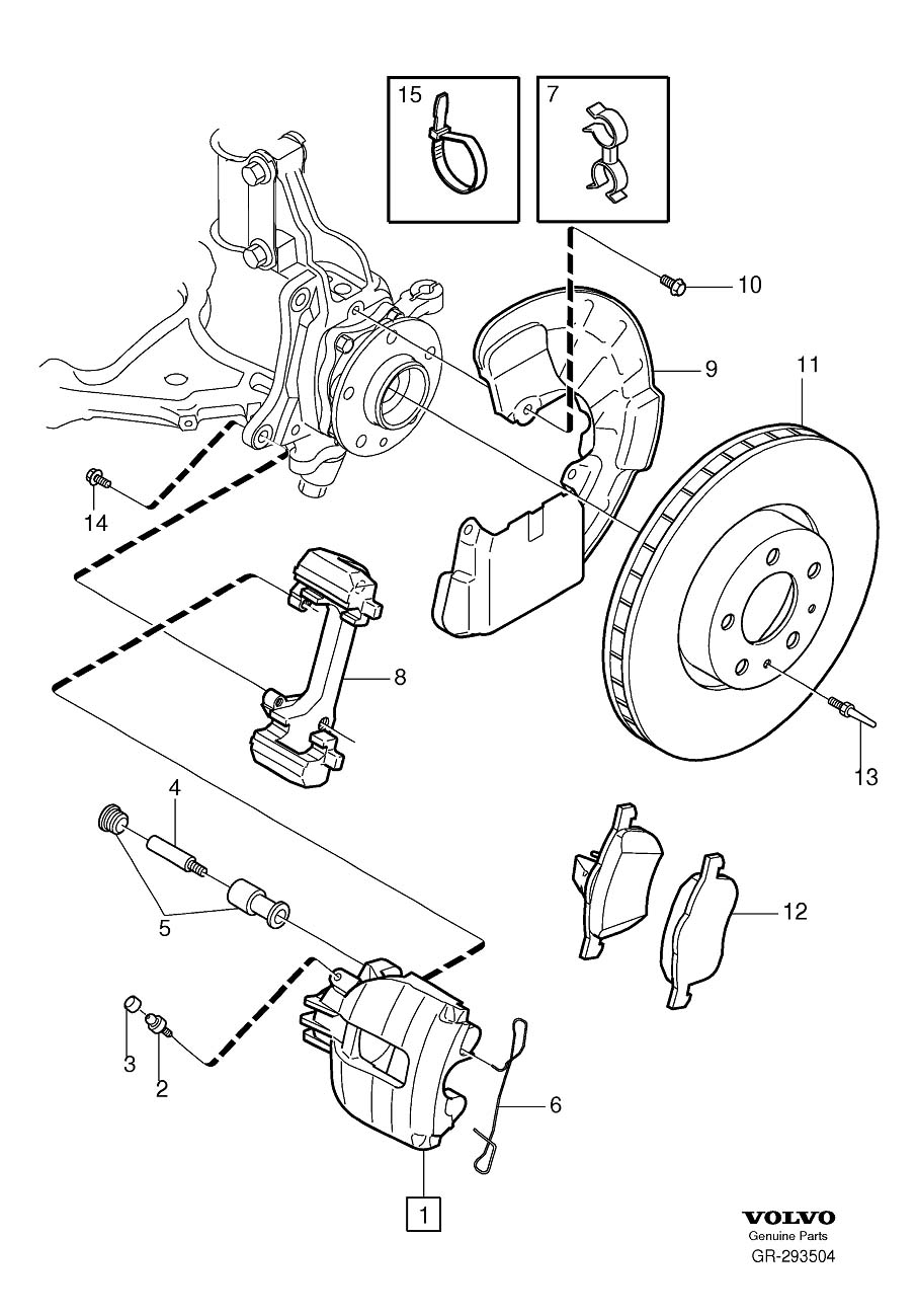 Diagram Front wheel brake for your 2003 Volvo S80   
