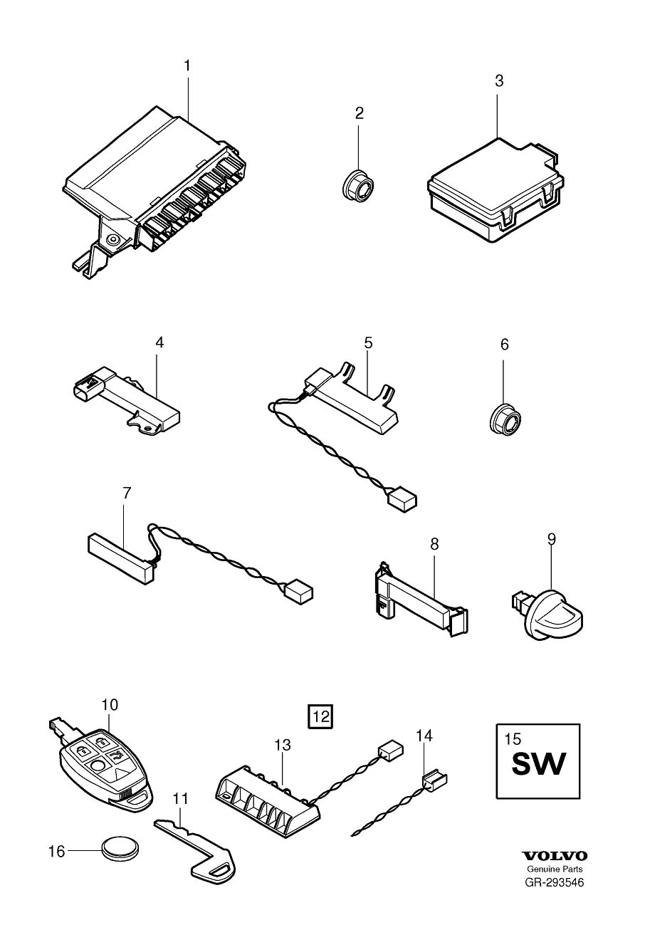 Diagram Remote control key system for your 2005 Volvo S40   