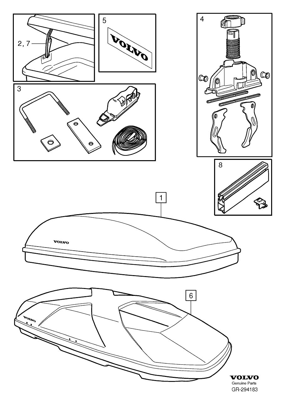 Diagram Roof box experience, sporttime for your 2006 Volvo V70   
