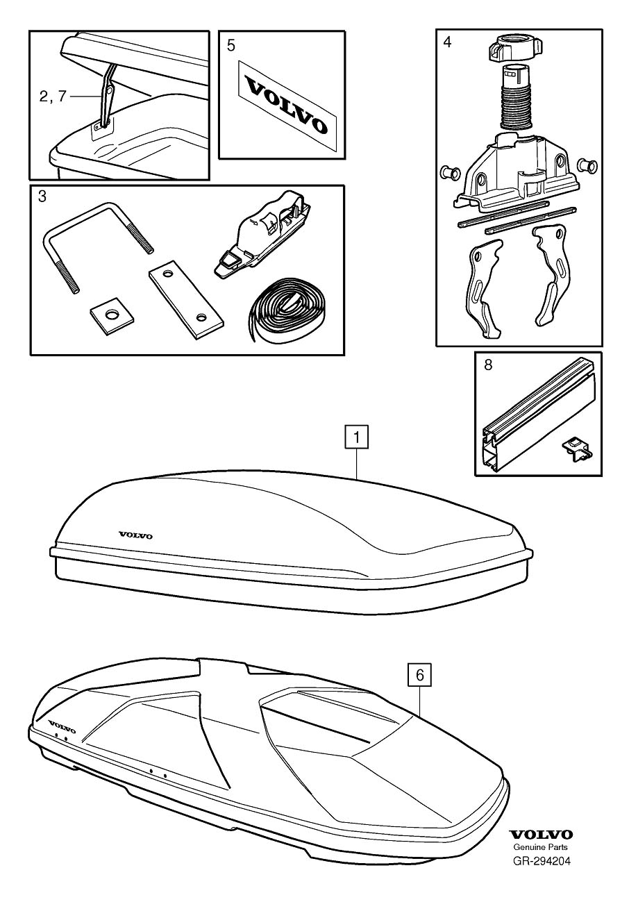 Diagram Roof box experience, sporttime for your 2022 Volvo V60 Cross Country   