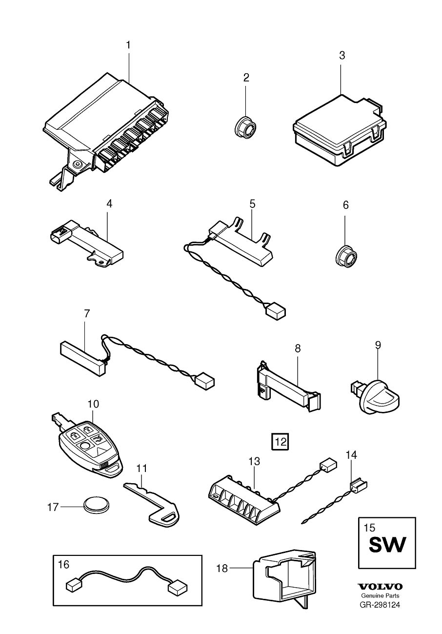 Diagram Remote control key system for your 1996 Volvo