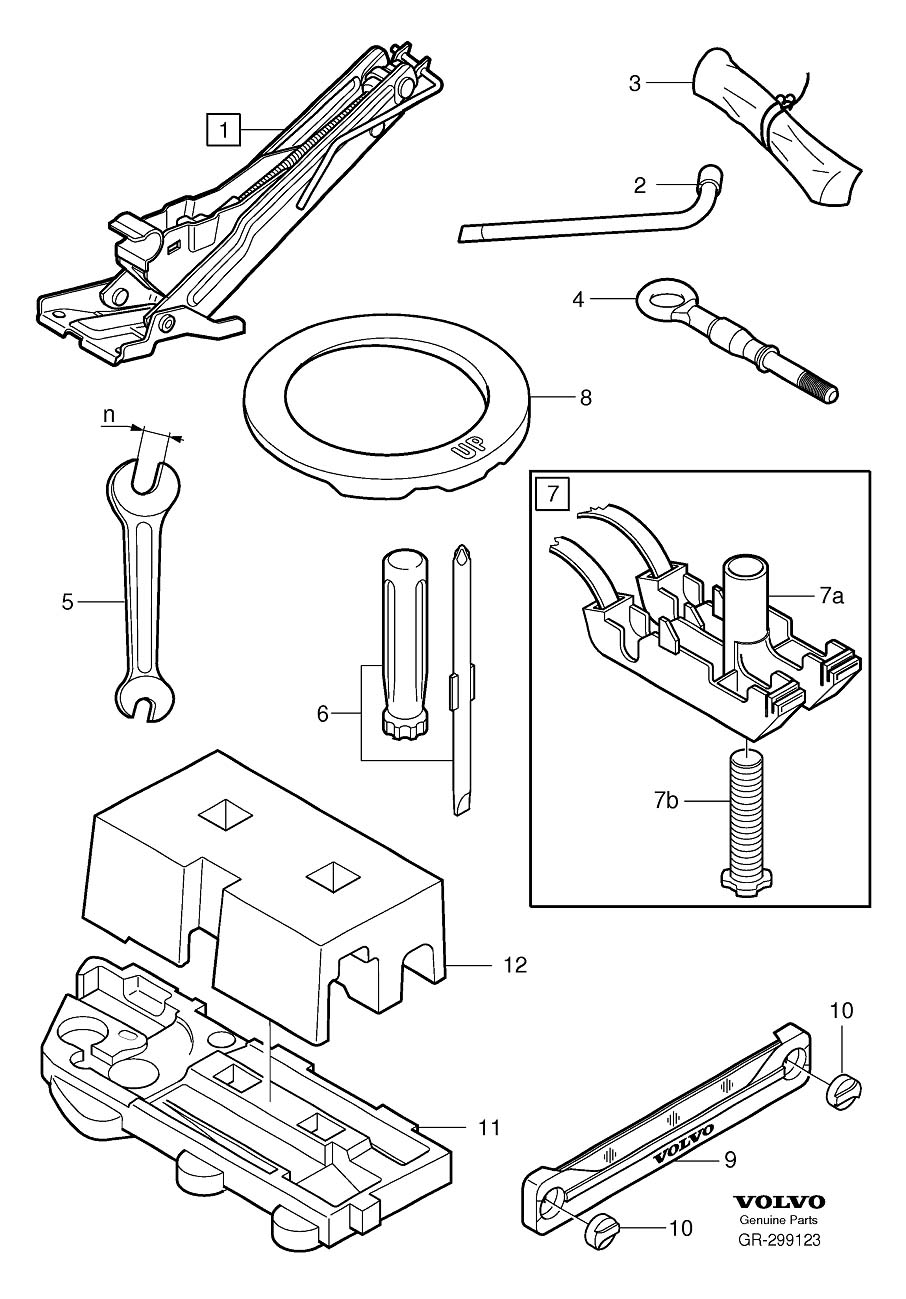 Diagram Tools and jack for your 2024 Volvo S60   