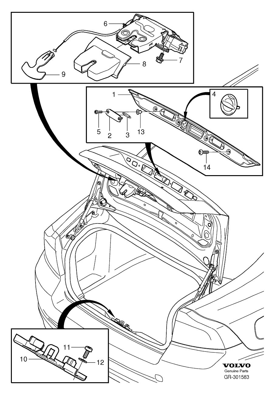 Diagram Locking system tailgate for your 2010 Volvo S80  3.2l 6 cylinder 