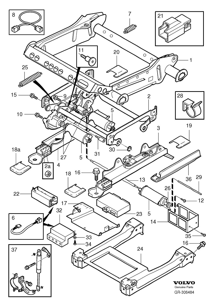 Diagram Subframe for seat, electrical adjustment for your Volvo S60 Cross Country  