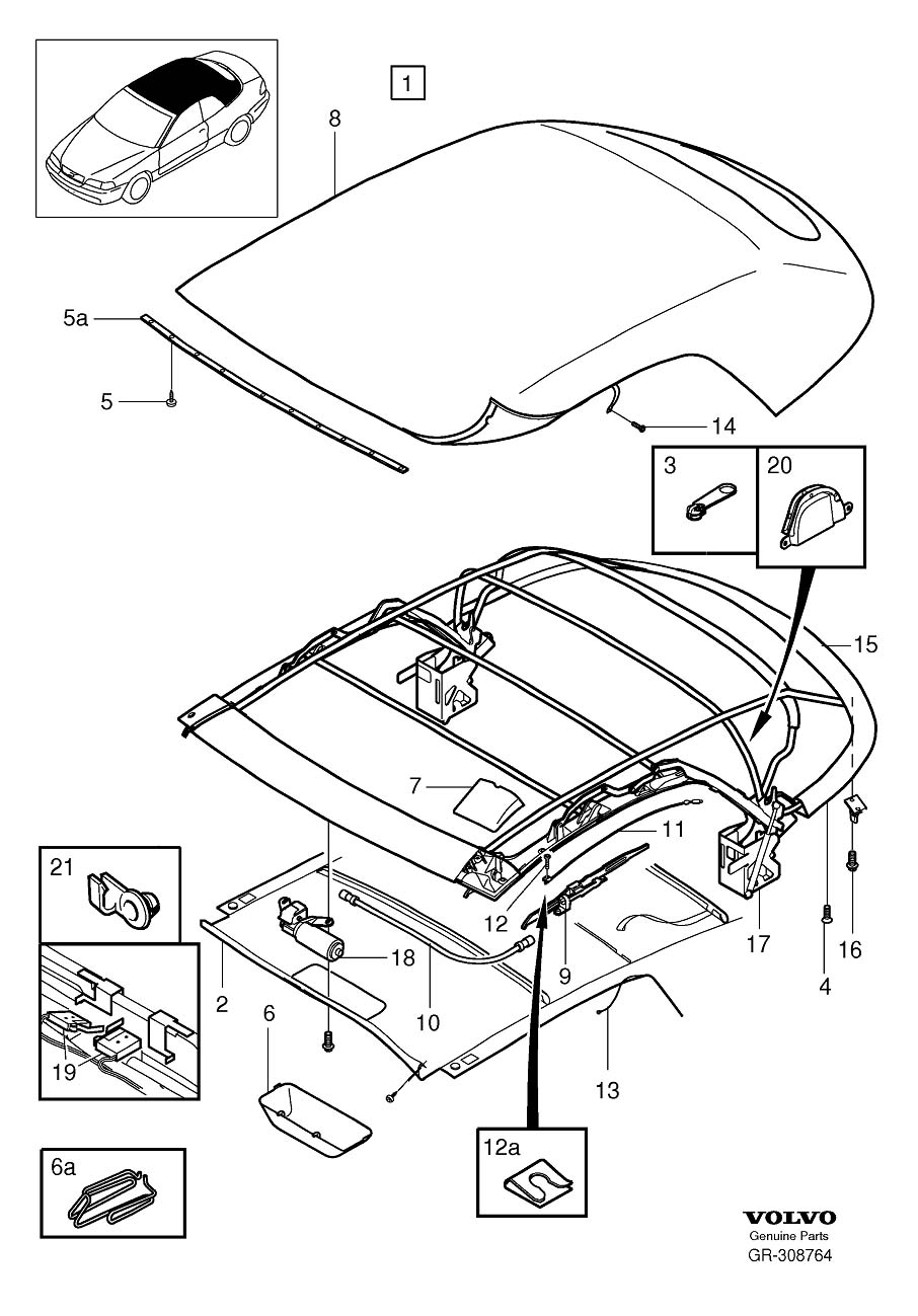 Diagram Soft top for your 1998 Volvo V70   