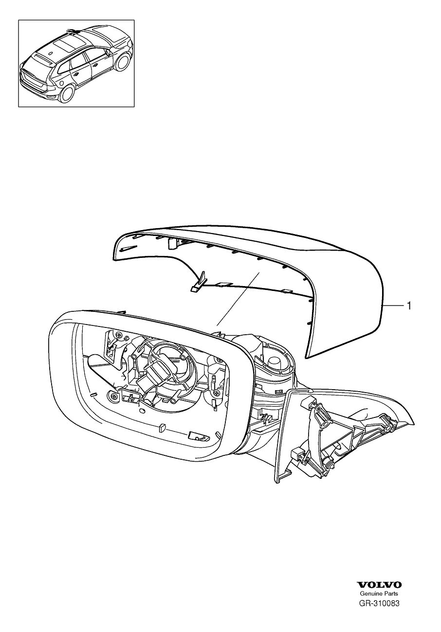 Diagram Cover external rear view mirror for your 2014 Volvo XC60   