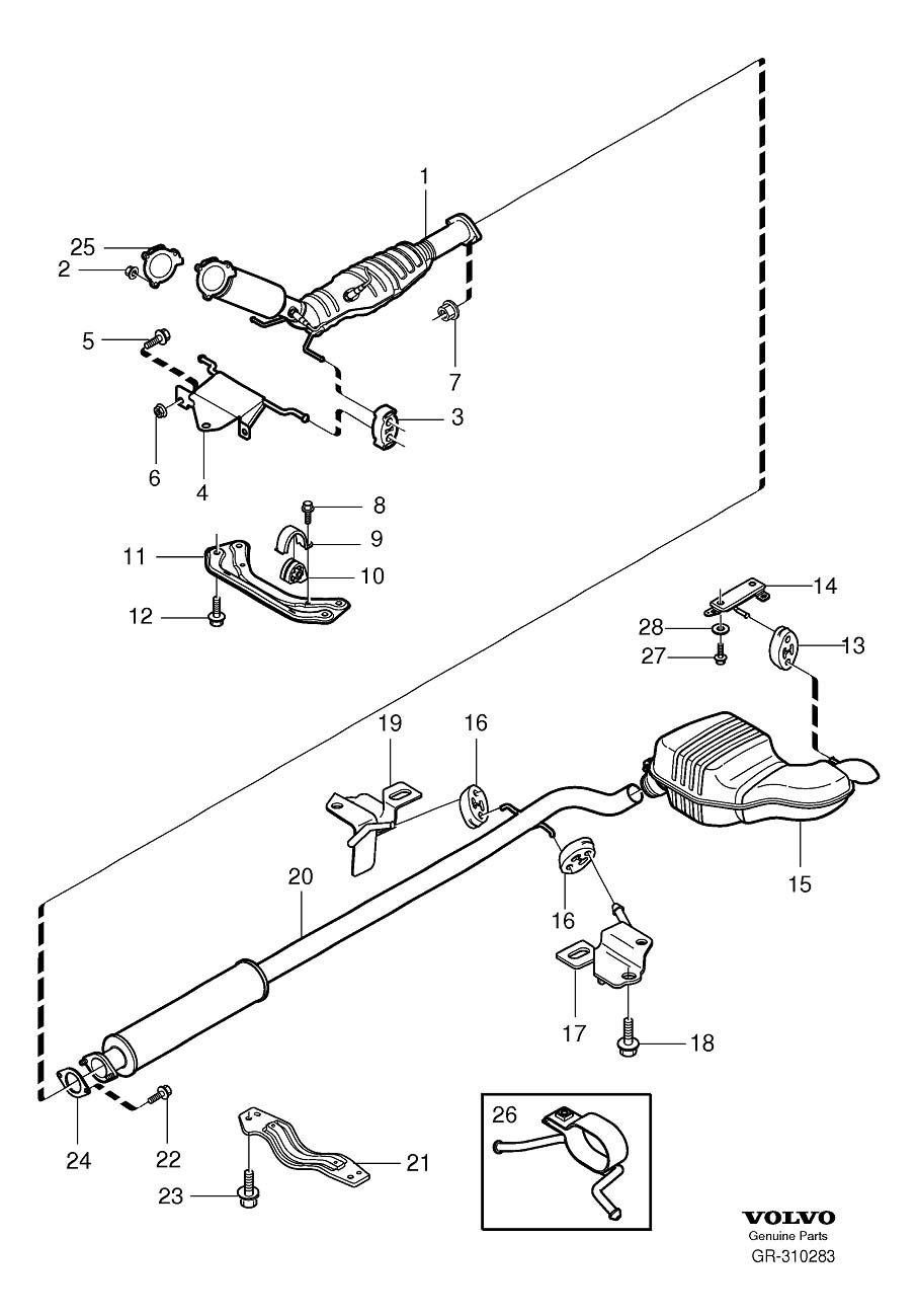Diagram Exhaust system for your 2003 Volvo S60   