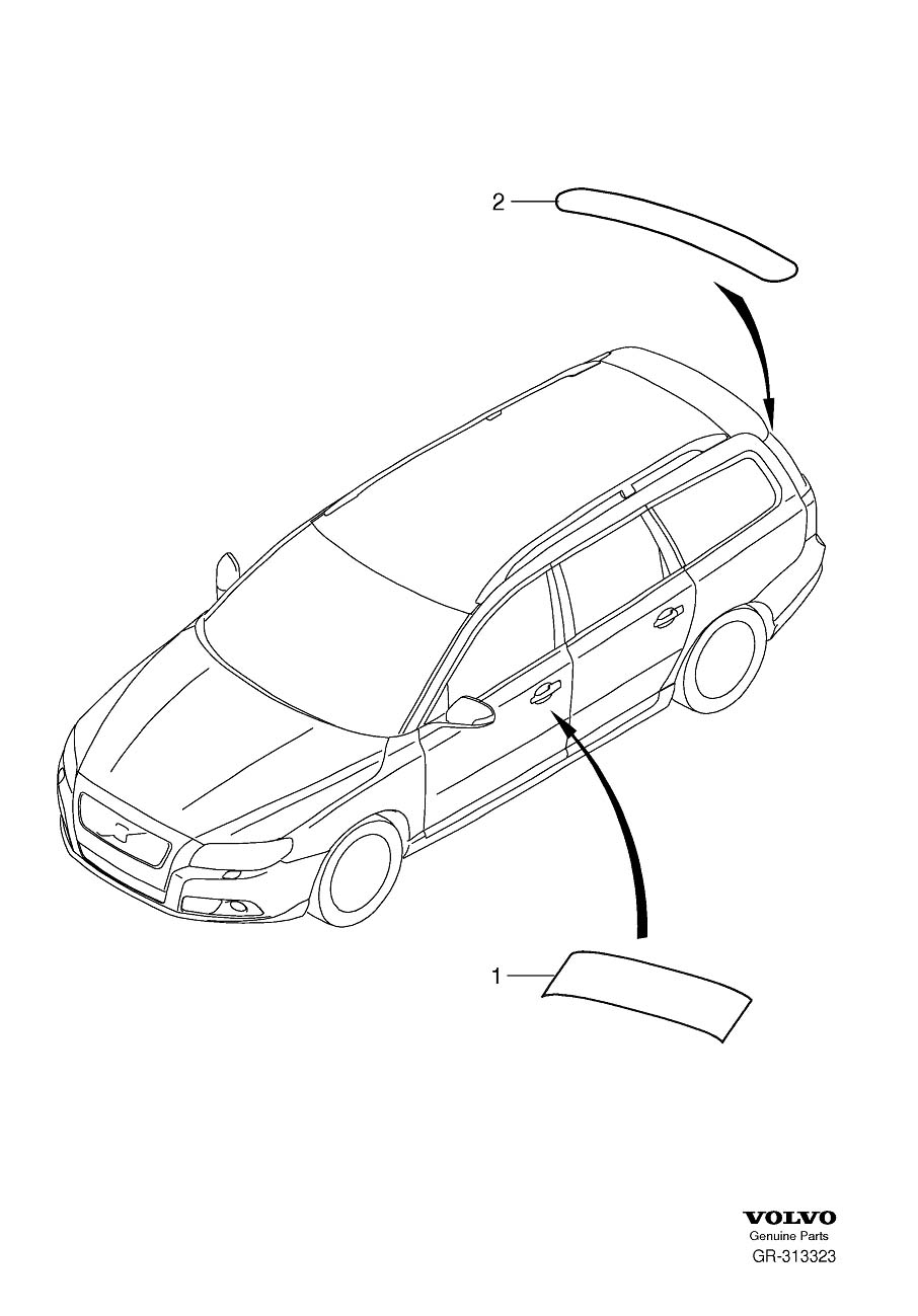 Diagram Wear protection, protective tape for your 2016 Volvo V60 Cross Country   