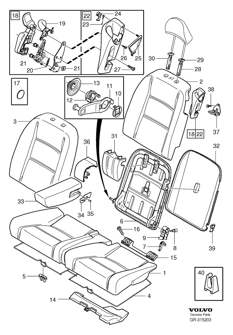 Diagram Rear seat padding, panels for your 2007 Volvo C30   