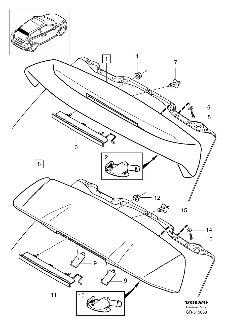 Diagram Spoiler for your Volvo S60 Cross Country  