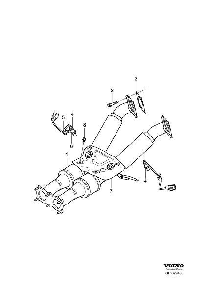 Diagram Catalytic converter for your 2008 Volvo XC70  3.2l 6 cylinder 