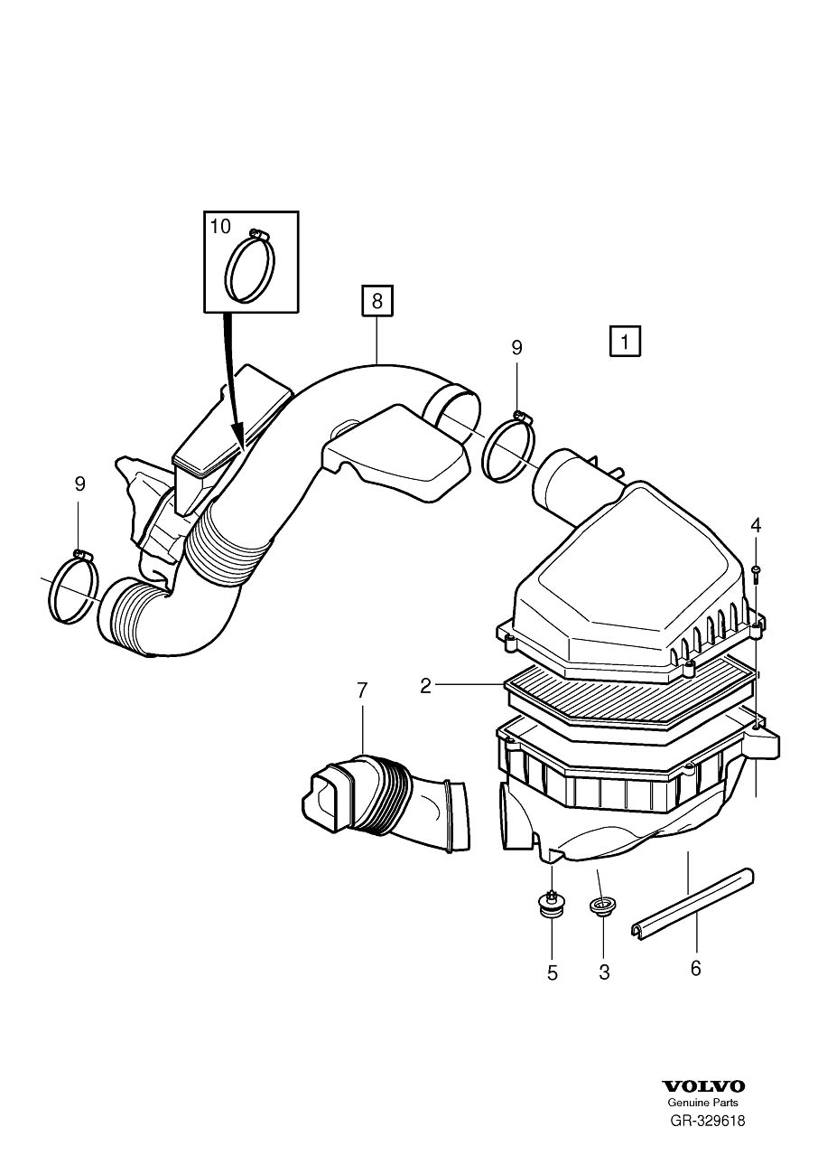 Diagram Air cleaner and throttle housing for your 2014 Volvo XC70  3.2l 6 cylinder 