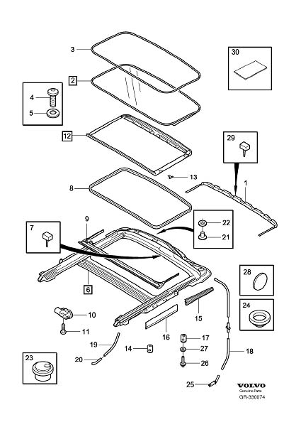 Diagram Roof hatch for your 2008 Volvo S80  4.4l 8 cylinder 