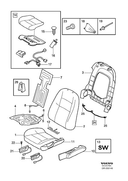 Diagram Frontseat, front seat for your 2006 Volvo S60   