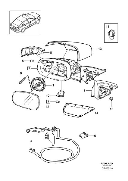 Diagram Rearview mirrors, door mirrors for your 2007 Volvo S40   
