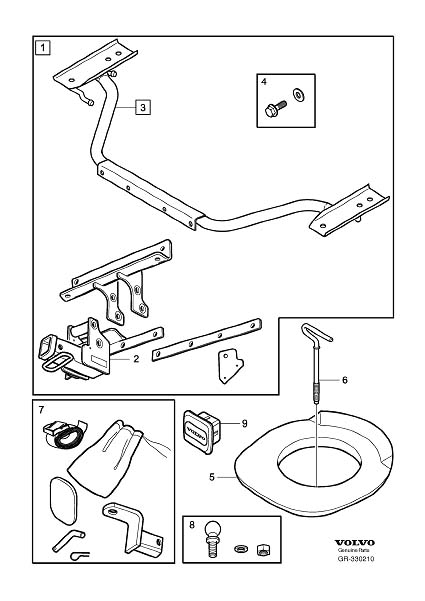 Diagram Tow bar fixed for your 2005 Volvo S40   