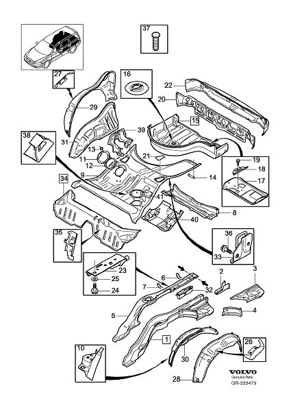 Diagram Rear floor section for your 2006 Volvo V70   