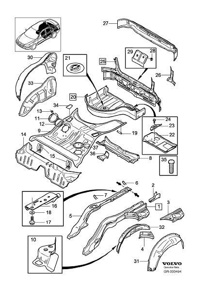 Diagram Rear floor section for your 2021 Volvo V60 Cross Country   