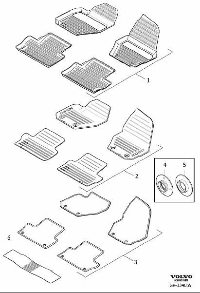 Diagram Mats passenger compartment for your Volvo