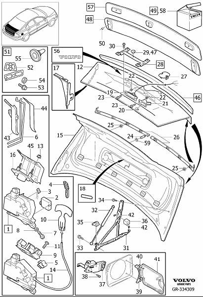 Diagram Boot lid, trunk lid for your 2005 Volvo S60   