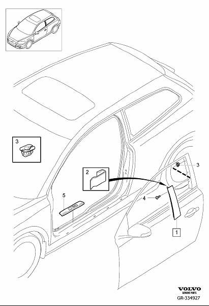 Diagram Exterior trim, for your Volvo S60 Cross Country  