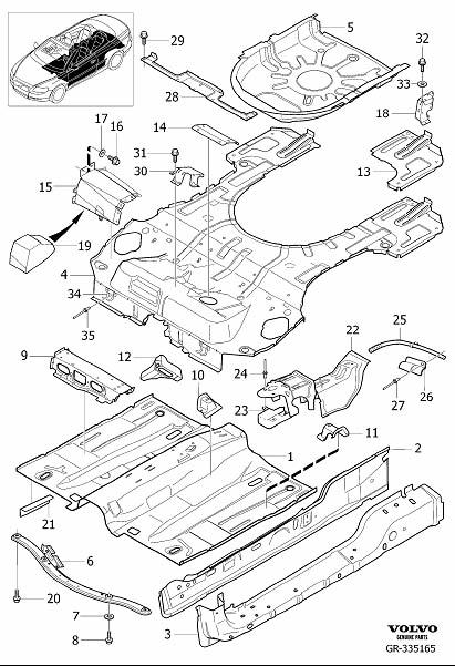 Diagram Floor section for your 2001 Volvo S40   