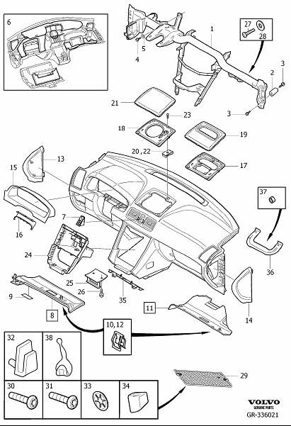 Diagram Dashboard body parts for your 2010 Volvo XC90   