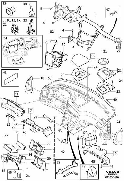 Diagram Dashboard for your 2002 Volvo S60   