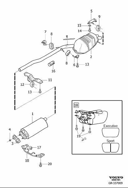 Diagram Exhaust system for your 2010 Volvo V70   