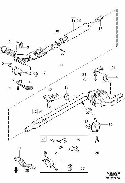 Diagram Exhaust system for your 2021 Volvo V60 Cross Country   