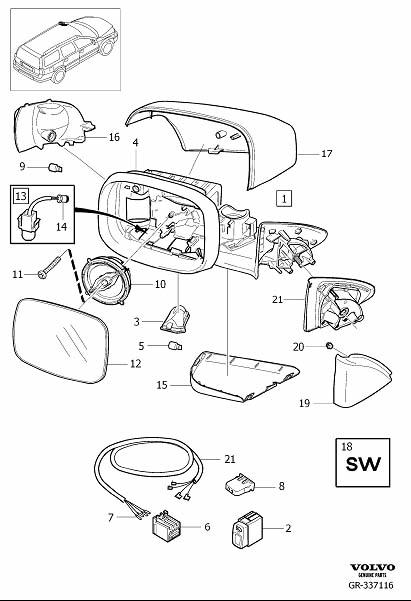 Diagram Door mirrors, rearview mirrors for your 2005 Volvo S40   
